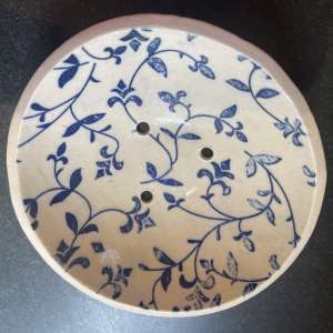 White Background Blue Leaf Shampoo Bar Dish
