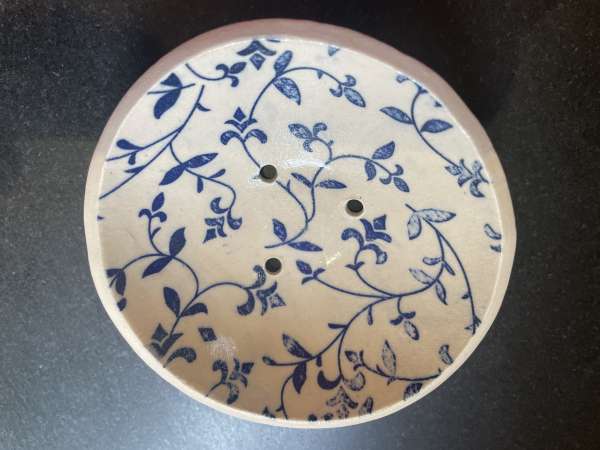 White Background Blue Leaf Shampoo Bar Dish