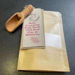 Rose Geranium Oil Face Mask, with Red Clay and Hibiscus