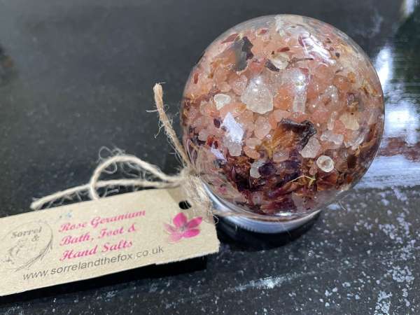 Rose Geranuim Bath Salts & Foot Salt Globe Min 100g